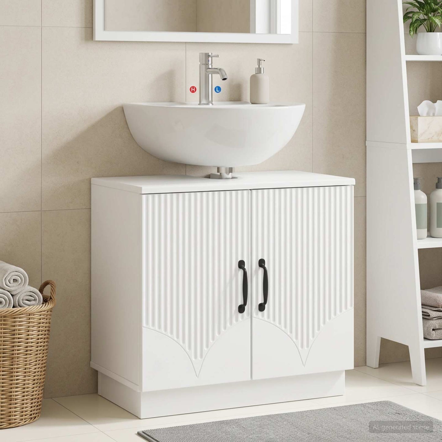 vidaXL Bathroom Sink Cabinet HOORN White 59.5 x 31.5x 56 cm
