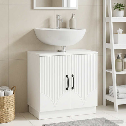 vidaXL Bathroom Sink Cabinet HOORN High Gloss White 59.5 x 31.5x 56 cm