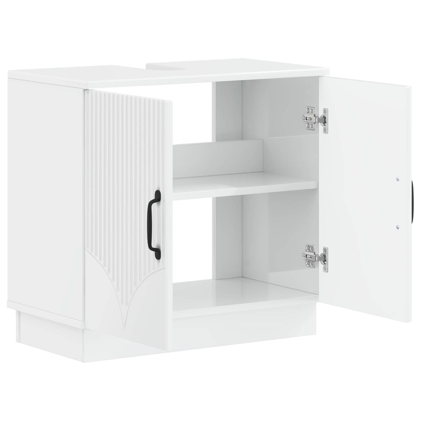 vidaXL Bathroom Sink Cabinet HOORN High Gloss White 59.5 x 31.5x 56 cm