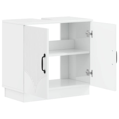 vidaXL Bathroom Sink Cabinet HOORN High Gloss White 59.5 x 31.5x 56 cm