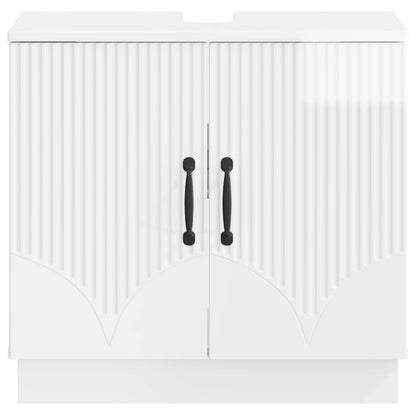 vidaXL Bathroom Sink Cabinet HOORN High Gloss White 59.5 x 31.5x 56 cm