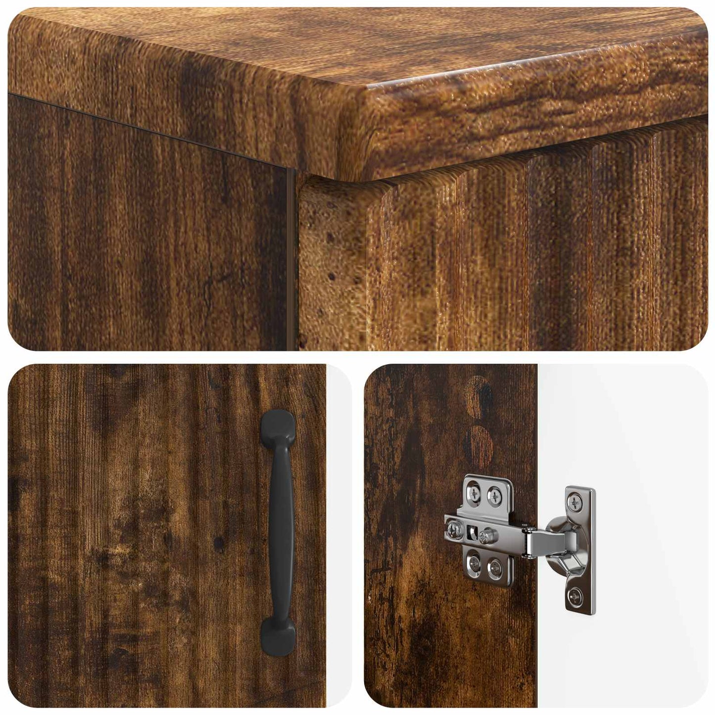 vidaXL Bathroom Sink Cabinet HOORN Smoked Oak 59.5 x 31.5x 56 cm