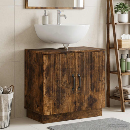 vidaXL Bathroom Sink Cabinet HOORN Smoked Oak 59.5 x 31.5x 56 cm