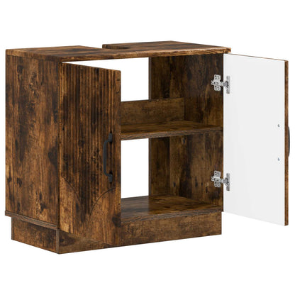 vidaXL Bathroom Sink Cabinet HOORN Smoked Oak 59.5 x 31.5x 56 cm