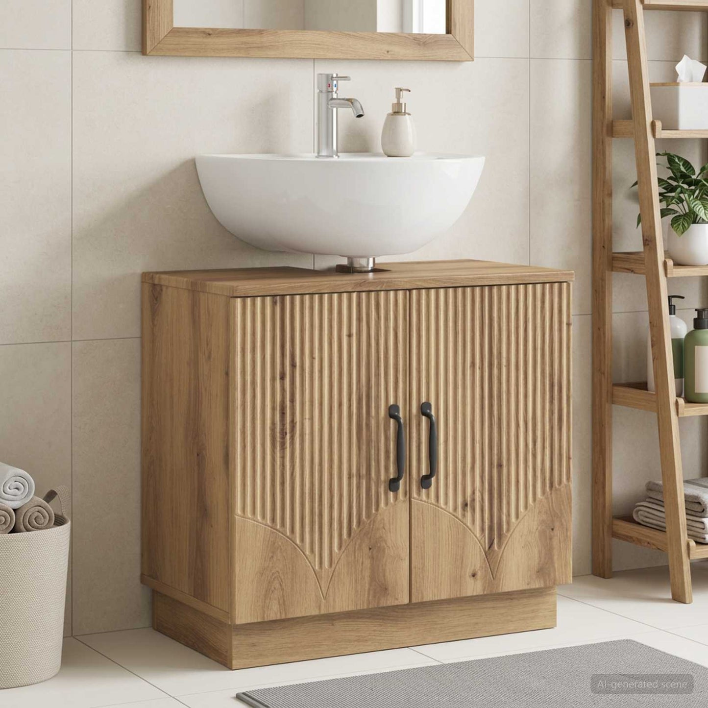 vidaXL Bathroom Sink Cabinet HOORN Artisan Oak 59.5 x 31.5x 56 cm