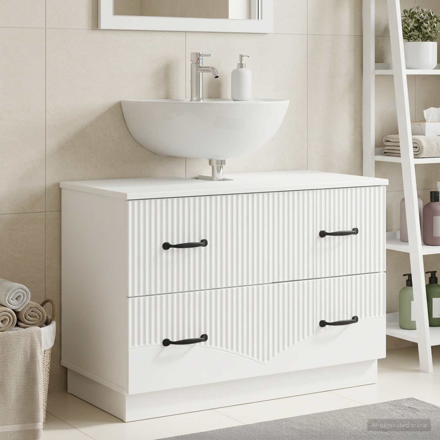 vidaXL Bathroom Sink Cabinet HOORN White 82 x 41x 56 cm