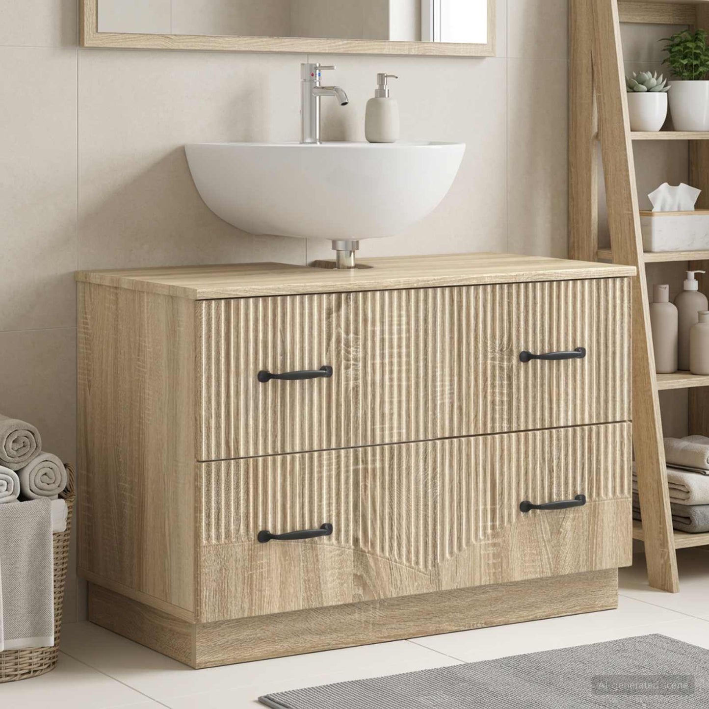 vidaXL Bathroom Sink Cabinet HOORN Sonoma Oak 82 x 41x 56 cm