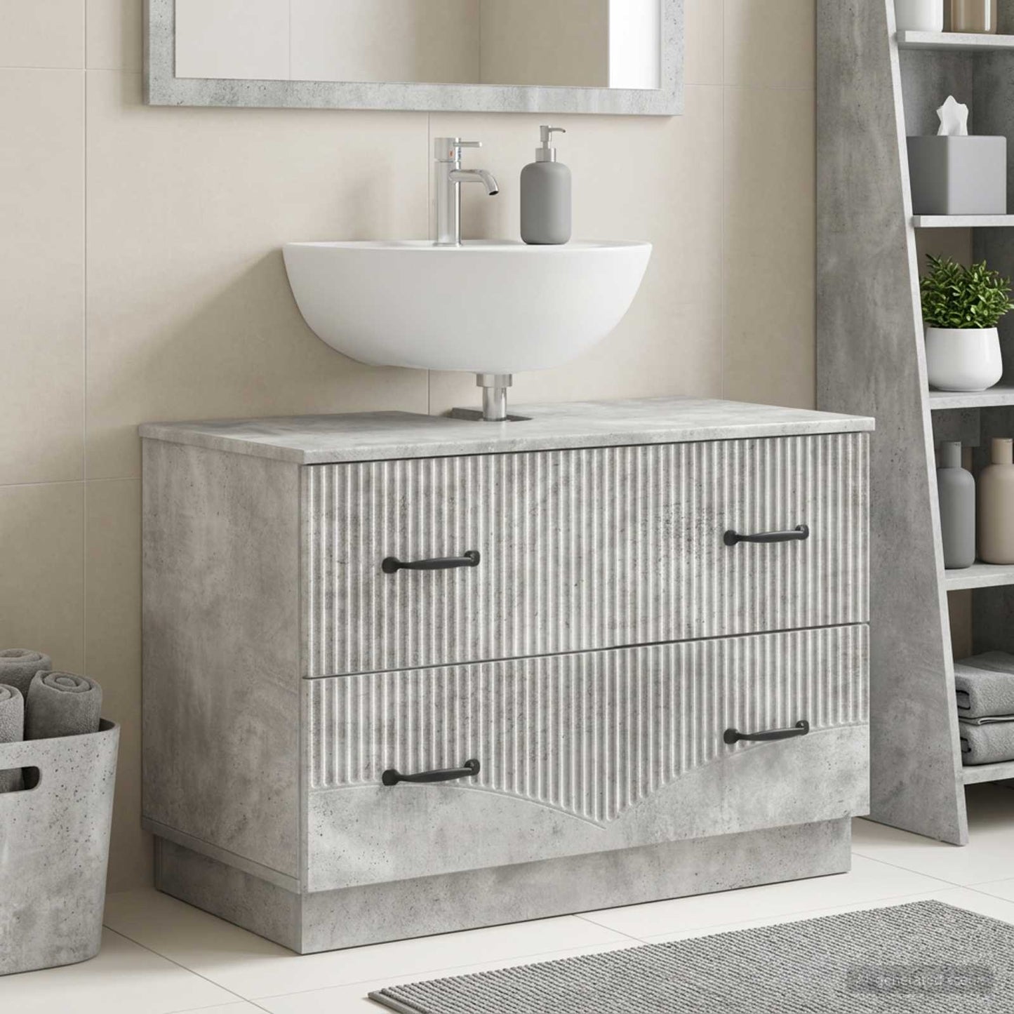 vidaXL Bathroom Sink Cabinet HOORN Concrete Grey 82 x 41x 56 cm