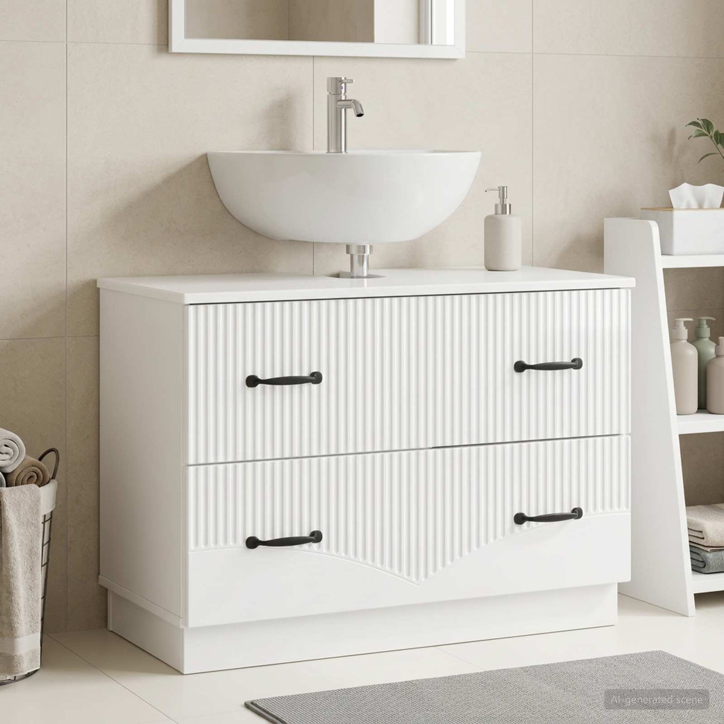 vidaXL Bathroom Sink Cabinet HOORN High Gloss White 82 x 41x 56 cm