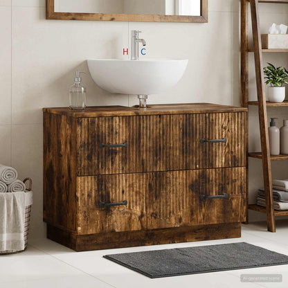 vidaXL Bathroom Sink Cabinet HOORN Smoked Oak 82 x 41x 56 cm