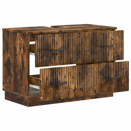 vidaXL Bathroom Sink Cabinet HOORN Smoked Oak 82 x 41x 56 cm
