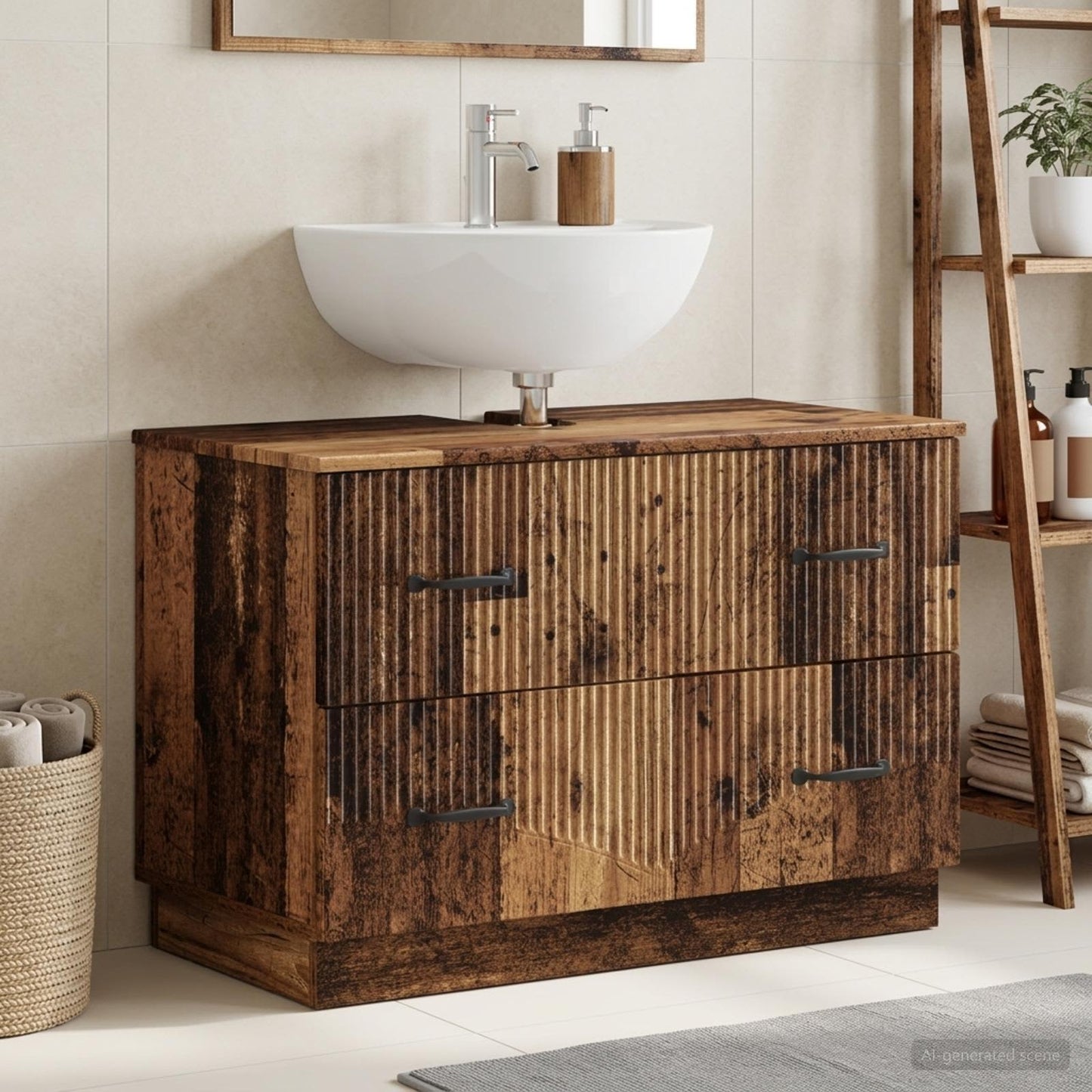 vidaXL Bathroom Sink Cabinet HOORN Old Wood 82 x 41x 56 cm