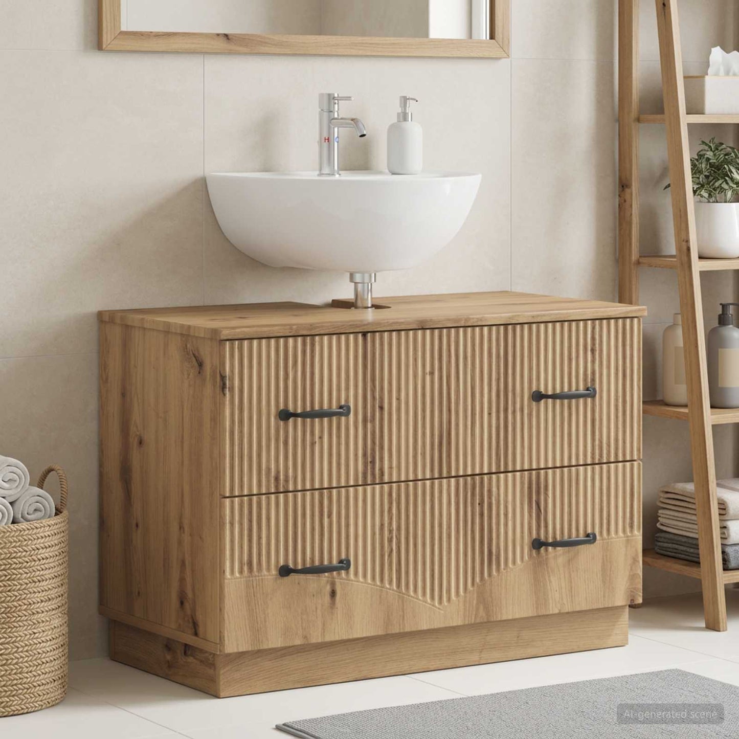 vidaXL Bathroom Sink Cabinet HOORN Artisan Oak 82 x 41x 56 cm