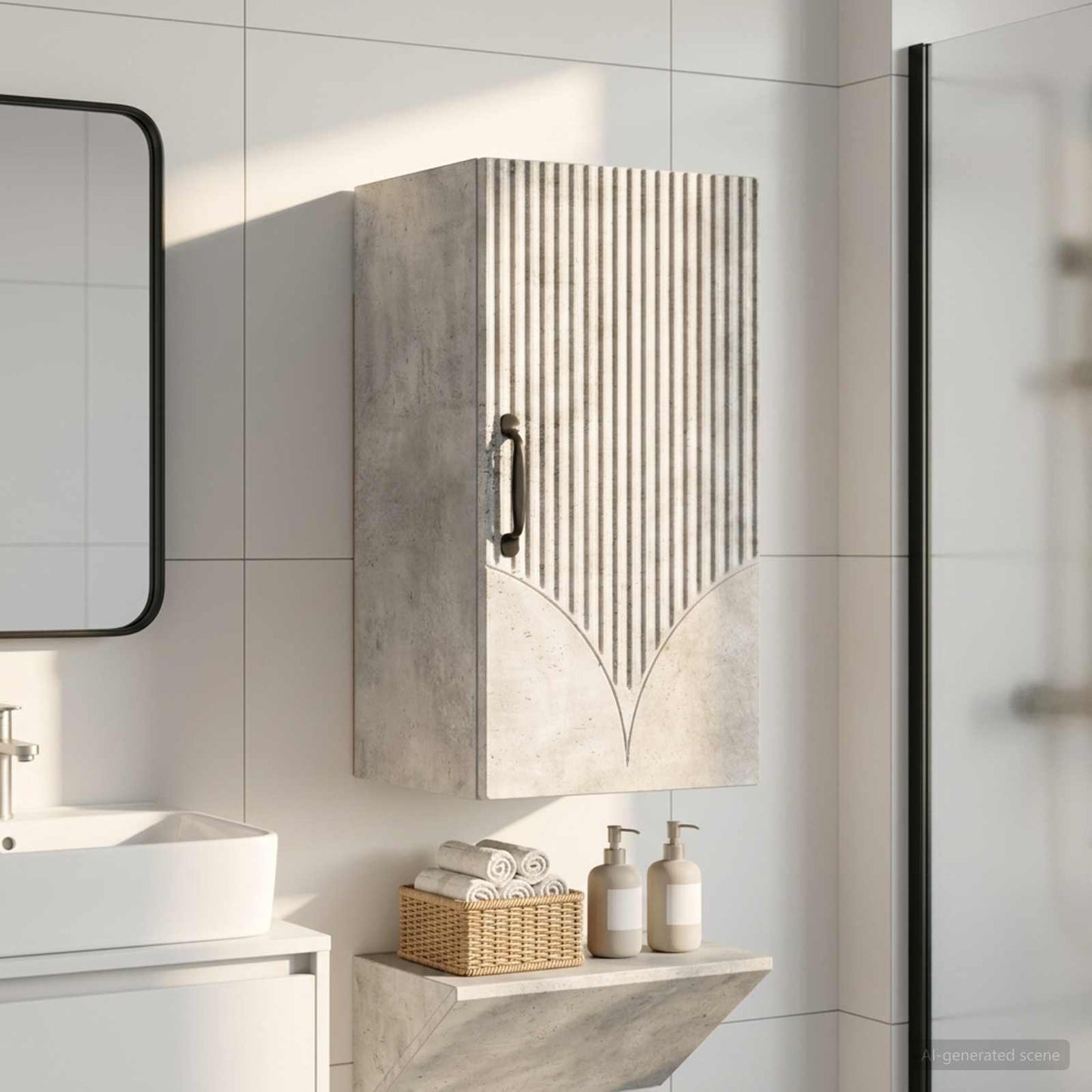 vidaXL Bathroom Wall Cabinet HOORN Concrete Grey 30 x 31 x 59 cm