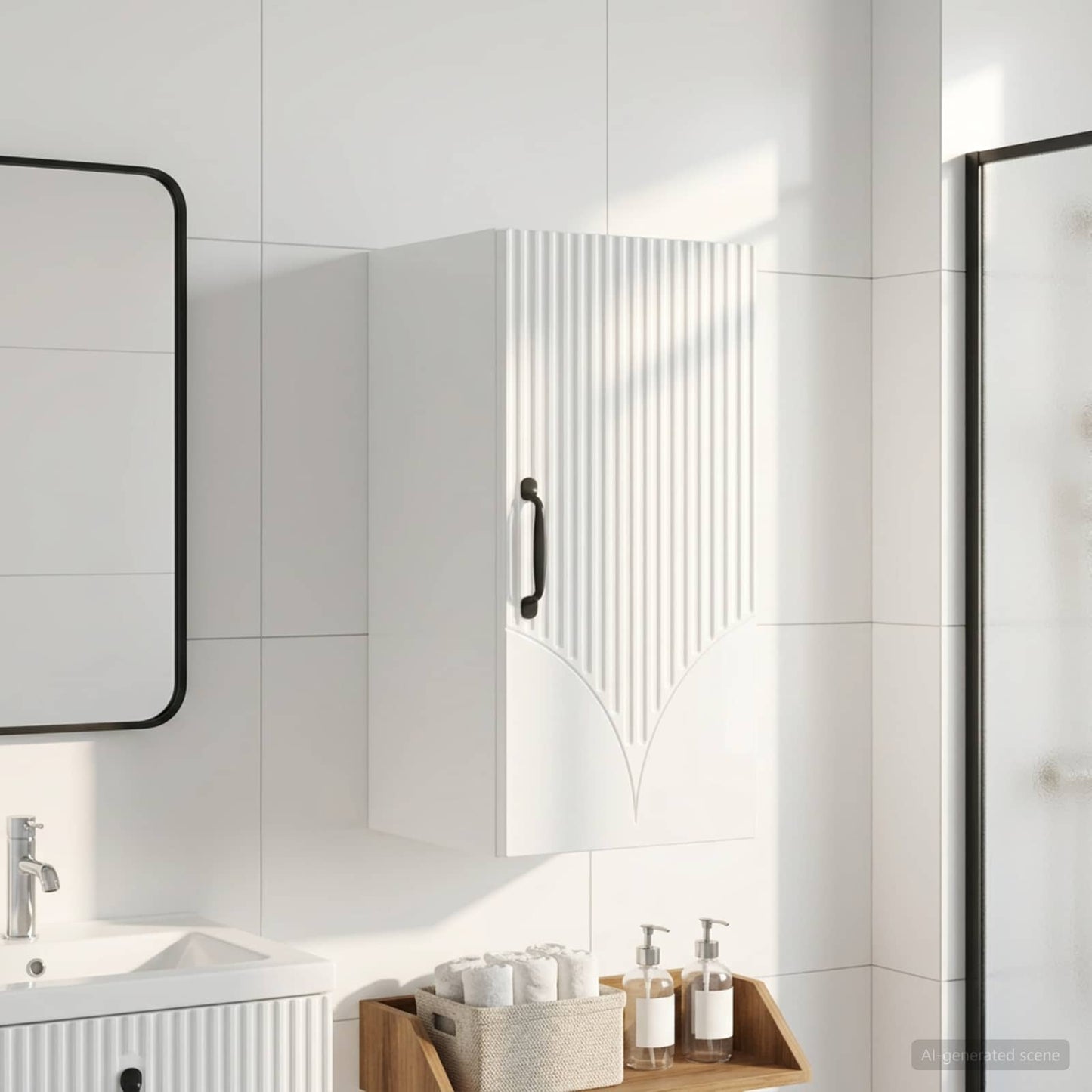 vidaXL Bathroom Wall Cabinet HOORN High Gloss White 30 x 31 x 59 cm