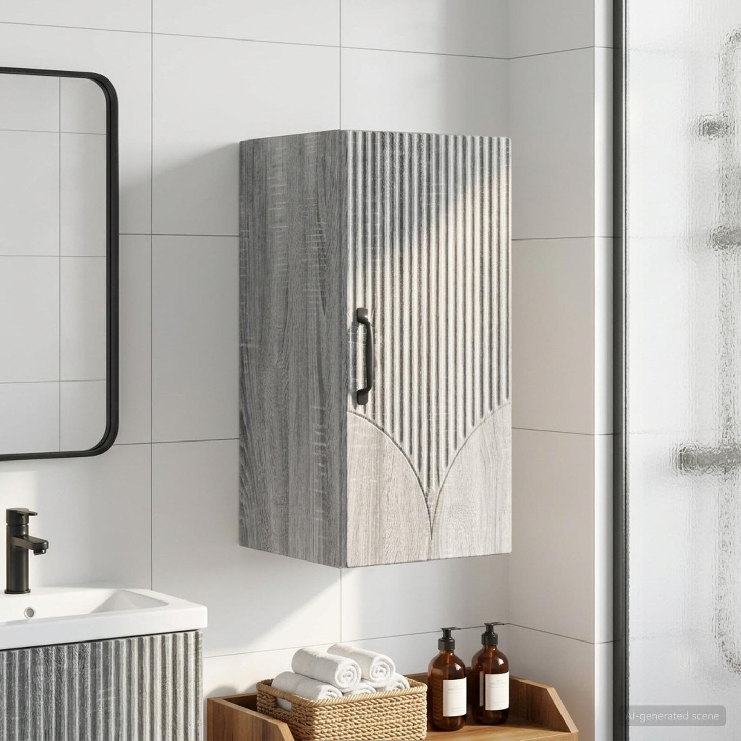 vidaXL Bathroom Wall Cabinet HOORN Grey Sonoma 30 x 31 x 59 cm
