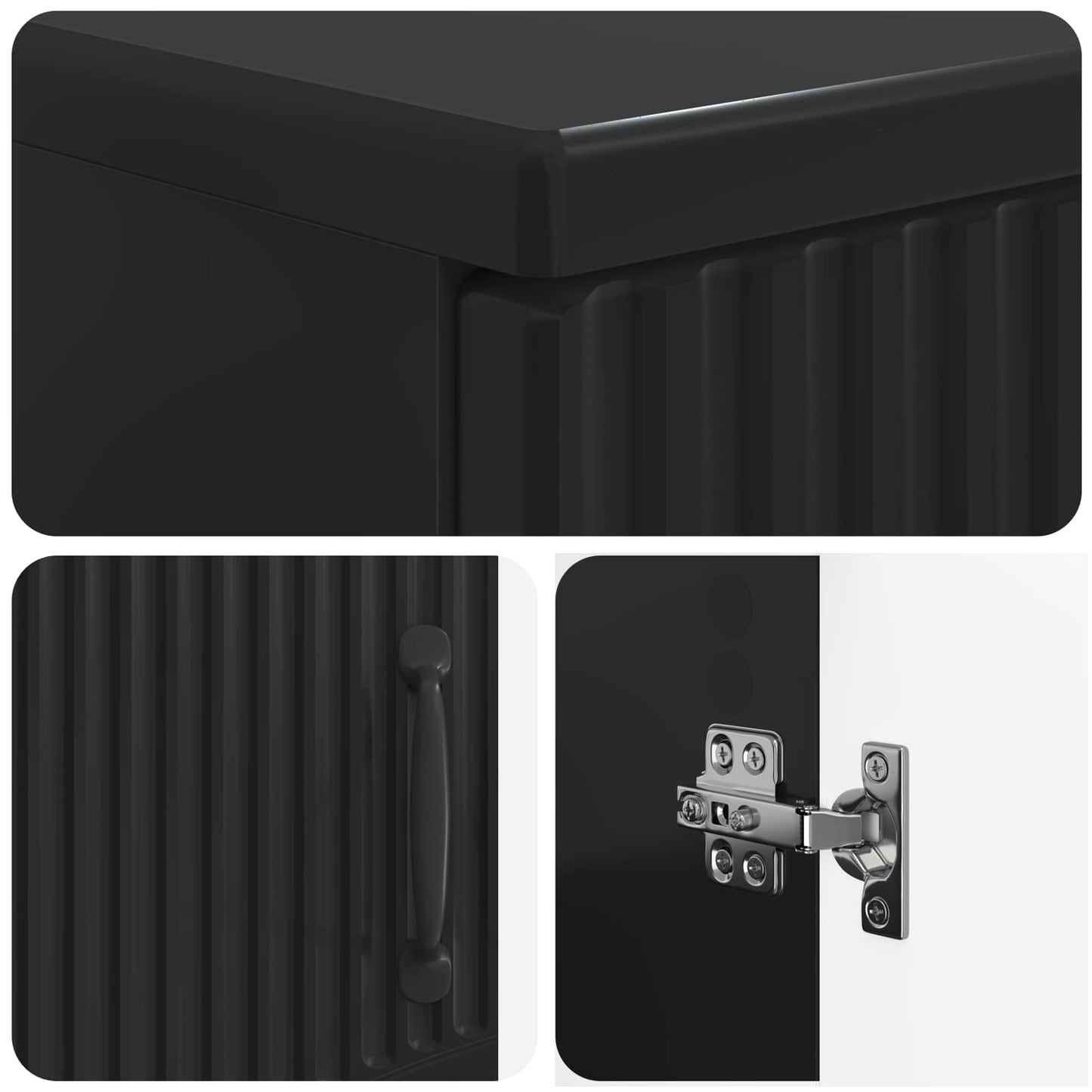 vidaXL Bathroom Cabinet with Open Shelf HOORN Black 30 x 31 x 187 cm