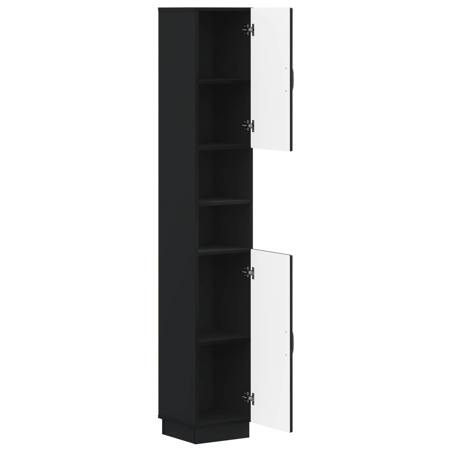vidaXL Bathroom Cabinet with Open Shelf HOORN Black 30 x 31 x 187 cm