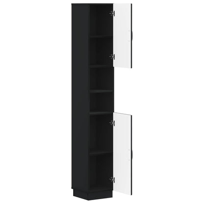 vidaXL Bathroom Cabinet with Open Shelf HOORN Black 30 x 31 x 187 cm