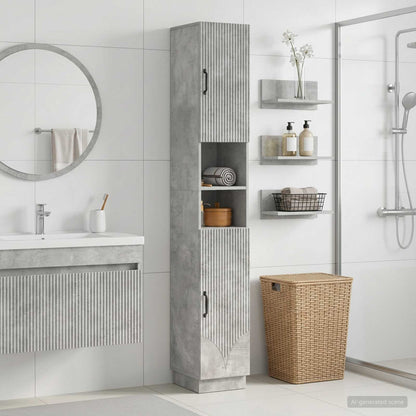 vidaXL Bathroom Cabinet with Open Shelf HOORN Concrete Grey