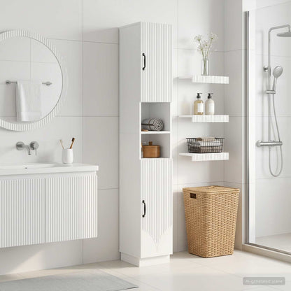 vidaXL Bathroom Cabinet with Open Shelf HOORN High Gloss White
