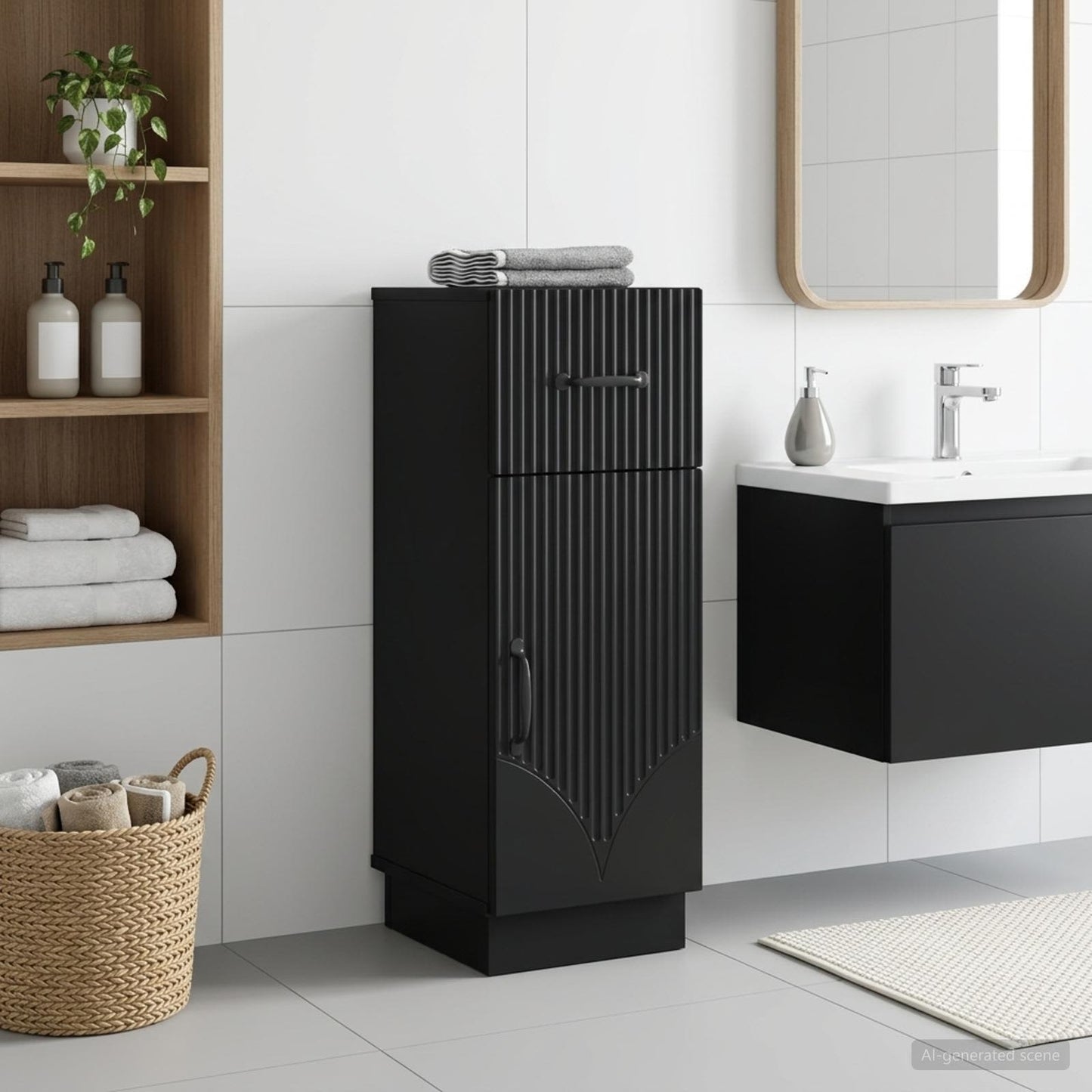 vidaXL Bathroom Storage Cainet HOORN Black 30 x 31 x 77 cm