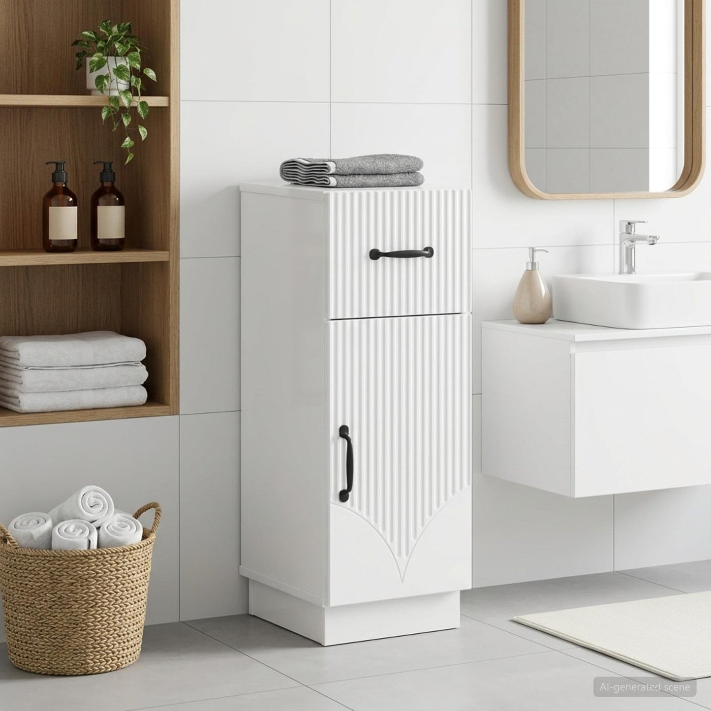 vidaXL Bathroom Storage Cainet HOORN High Gloss White 30 x 31 x 77 cm