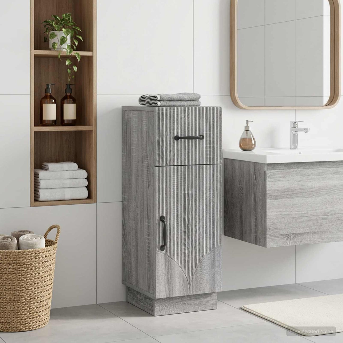 vidaXL Bathroom Storage Cainet HOORN Grey Sonoma 30 x 31 x 77 cm