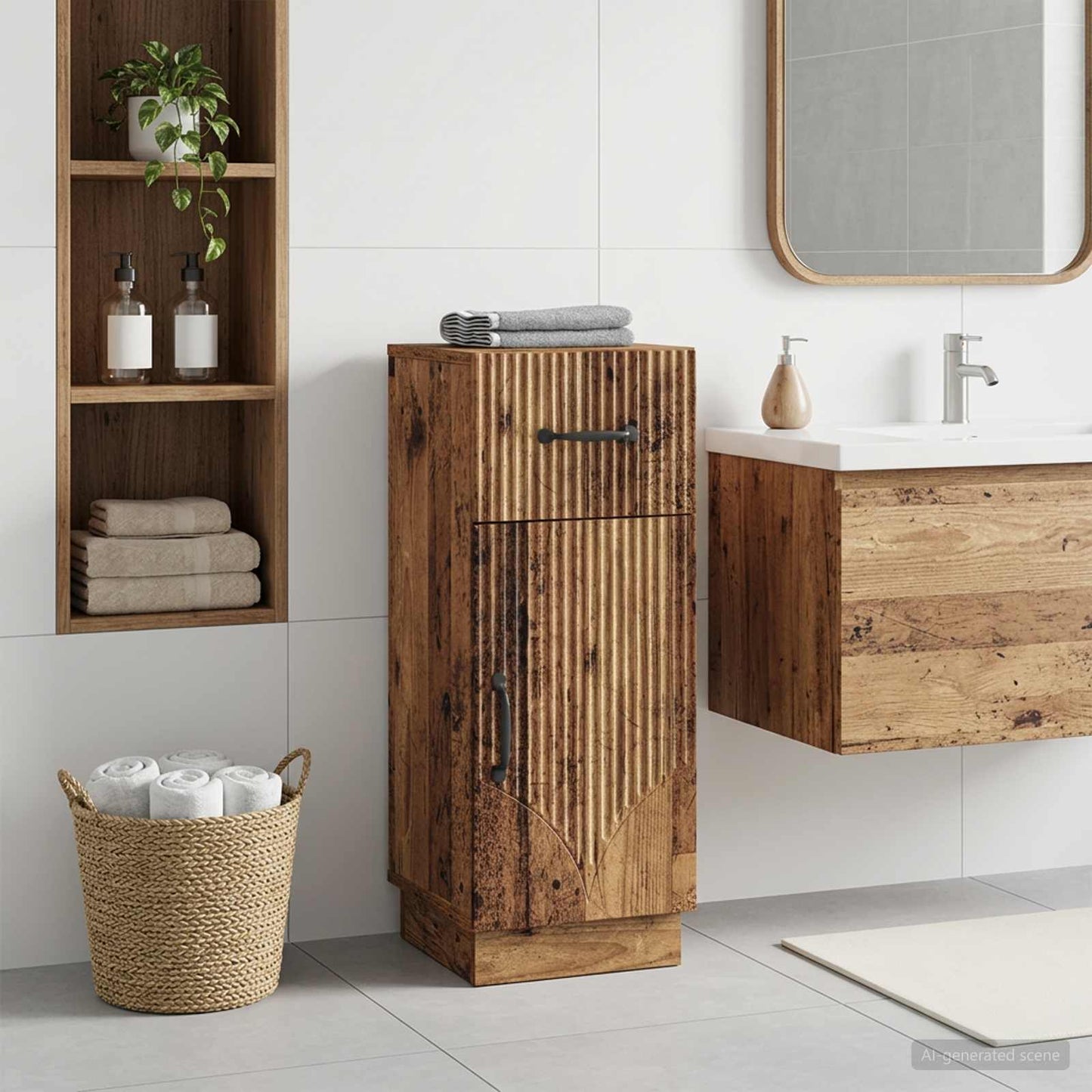 vidaXL Bathroom Storage Cainet HOORN Old Wood 30 x 31 x 77 cm