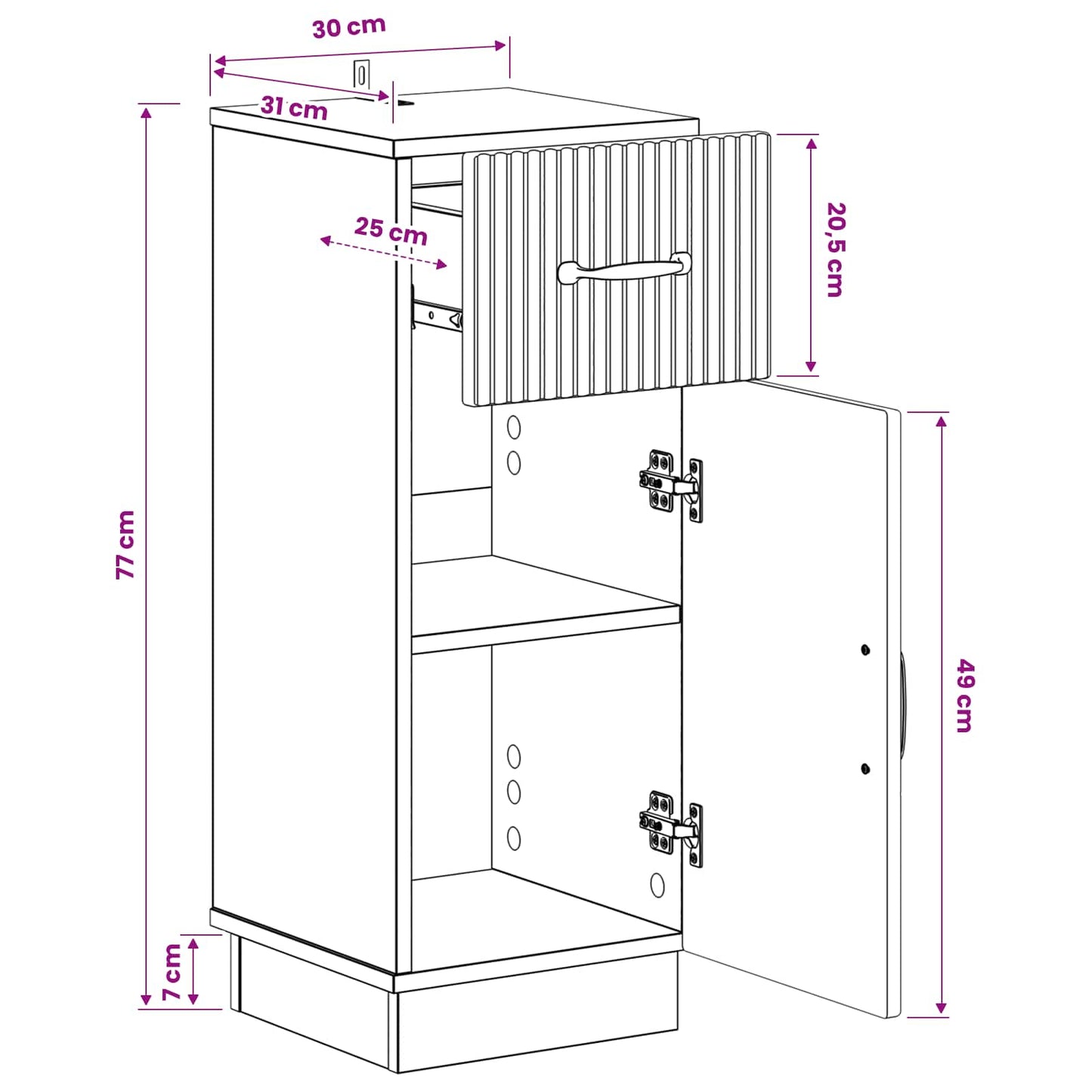 vidaXL Bathroom Storage Cainet HOORN Old Wood 30 x 31 x 77 cm
