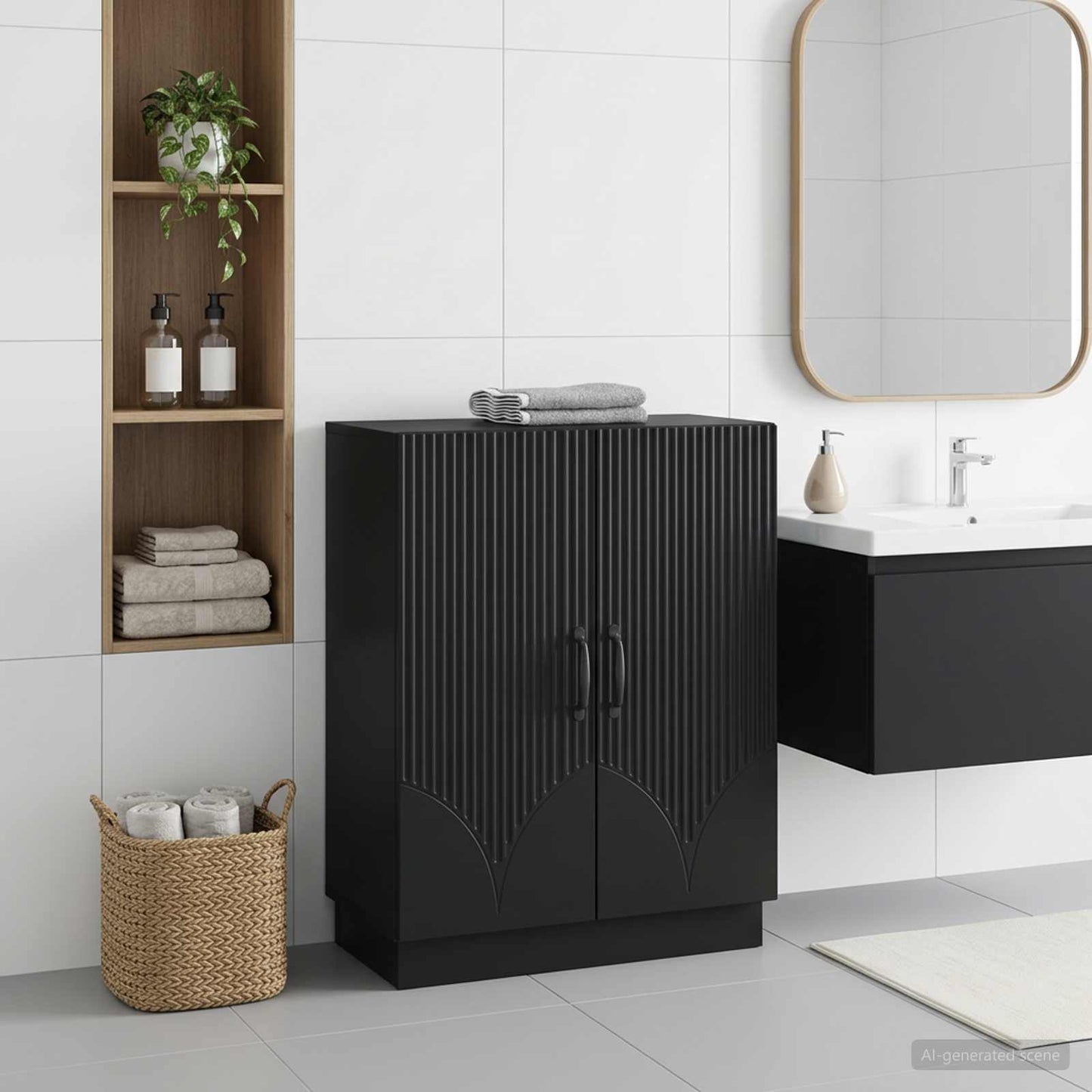 vidaXL Bathroom Storage Cainet HOORN Black 59.5 x 31 x 77 cm