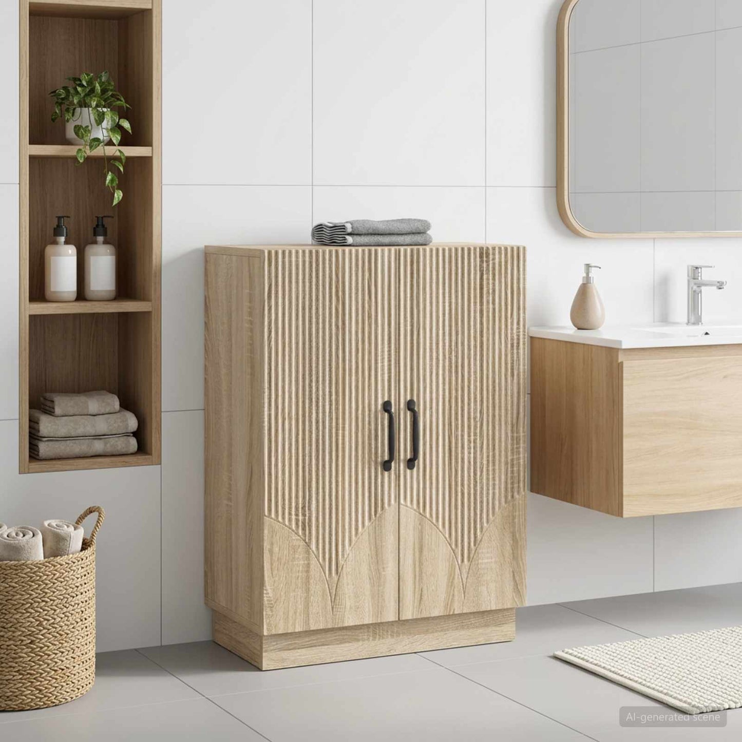 vidaXL Bathroom Storage Cainet HOORN Sonoma Oak 59.5 x 31 x 77 cm