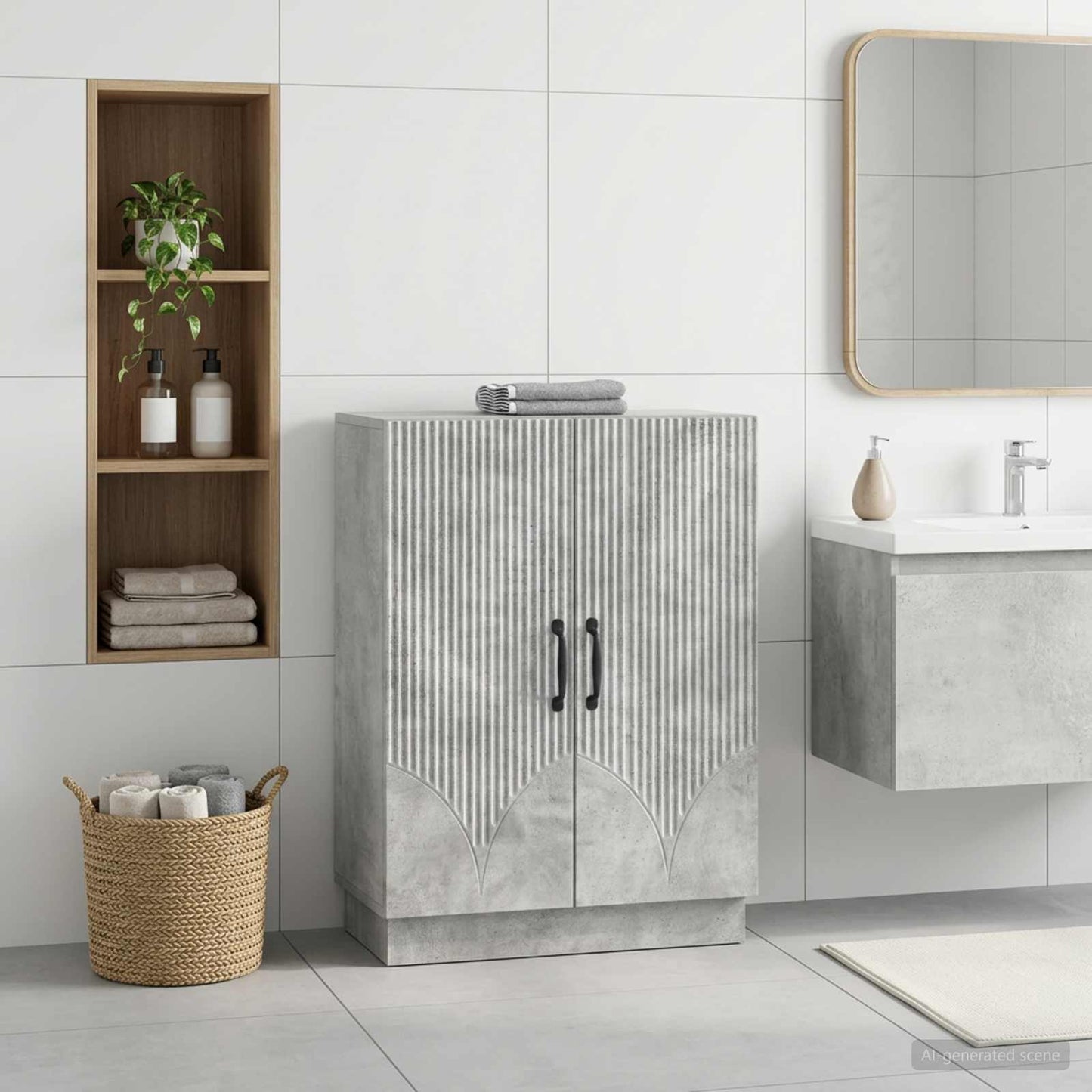 vidaXL Bathroom Storage Cainet HOORN Concrete Grey 59.5 x 31 x 77 cm