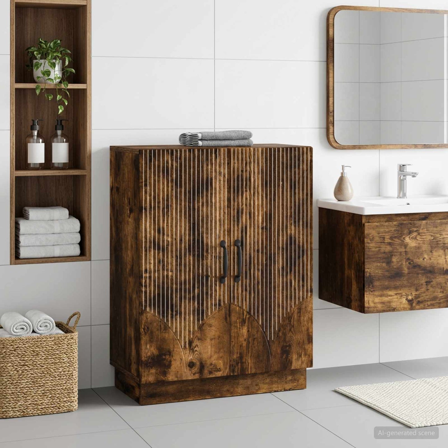vidaXL Bathroom Storage Cainet HOORN Smoked Oak 59.5 x 31 x 77 cm