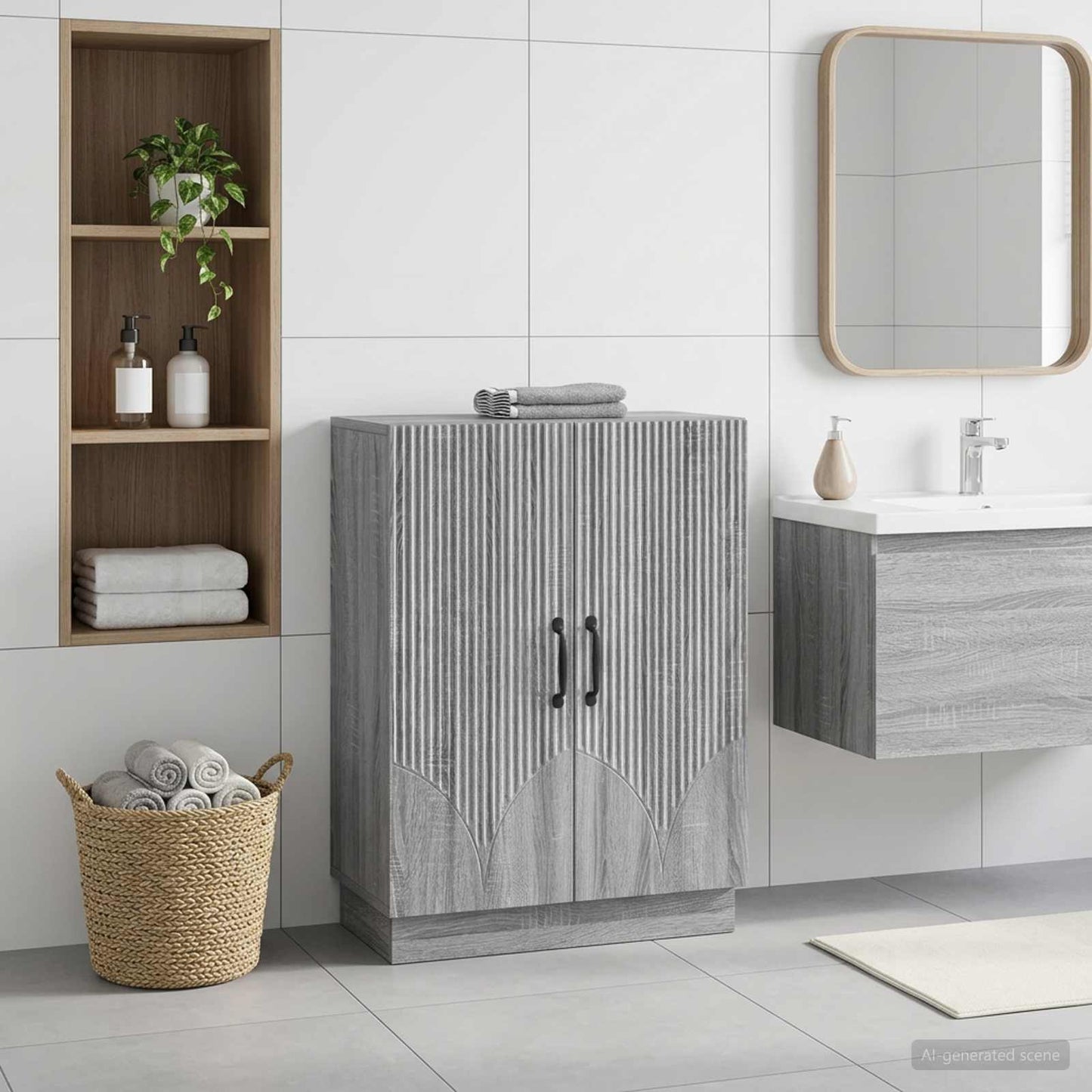 vidaXL Bathroom Storage Cainet HOORN Grey Sonoma 59.5 x 31 x 77 cm