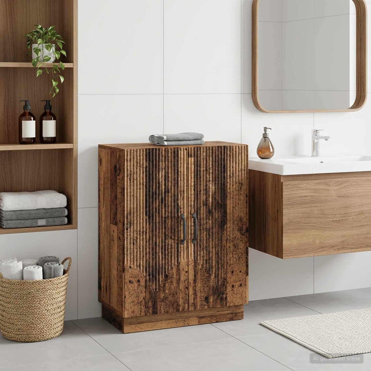 vidaXL Bathroom Storage Cainet HOORN Old Wood 59.5 x 31 x 77 cm