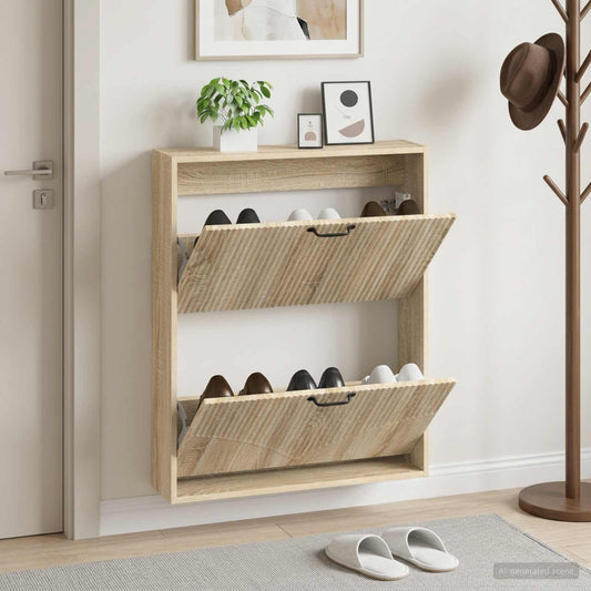 vidaXL Wall-Mounted Shoe Cabinet HOORN 71 x 17 x 86 cm Engineered Wood