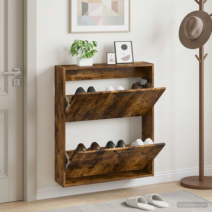 vidaXL Wall-Mounted Shoe Cabinet HOORN 71 x 17 x 86 cm Engineered Wood