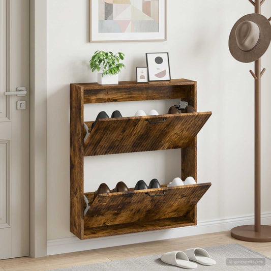 vidaXL Wall-Mounted Shoe Cabinet HOORN 71 x 17 x 86 cm Engineered Wood