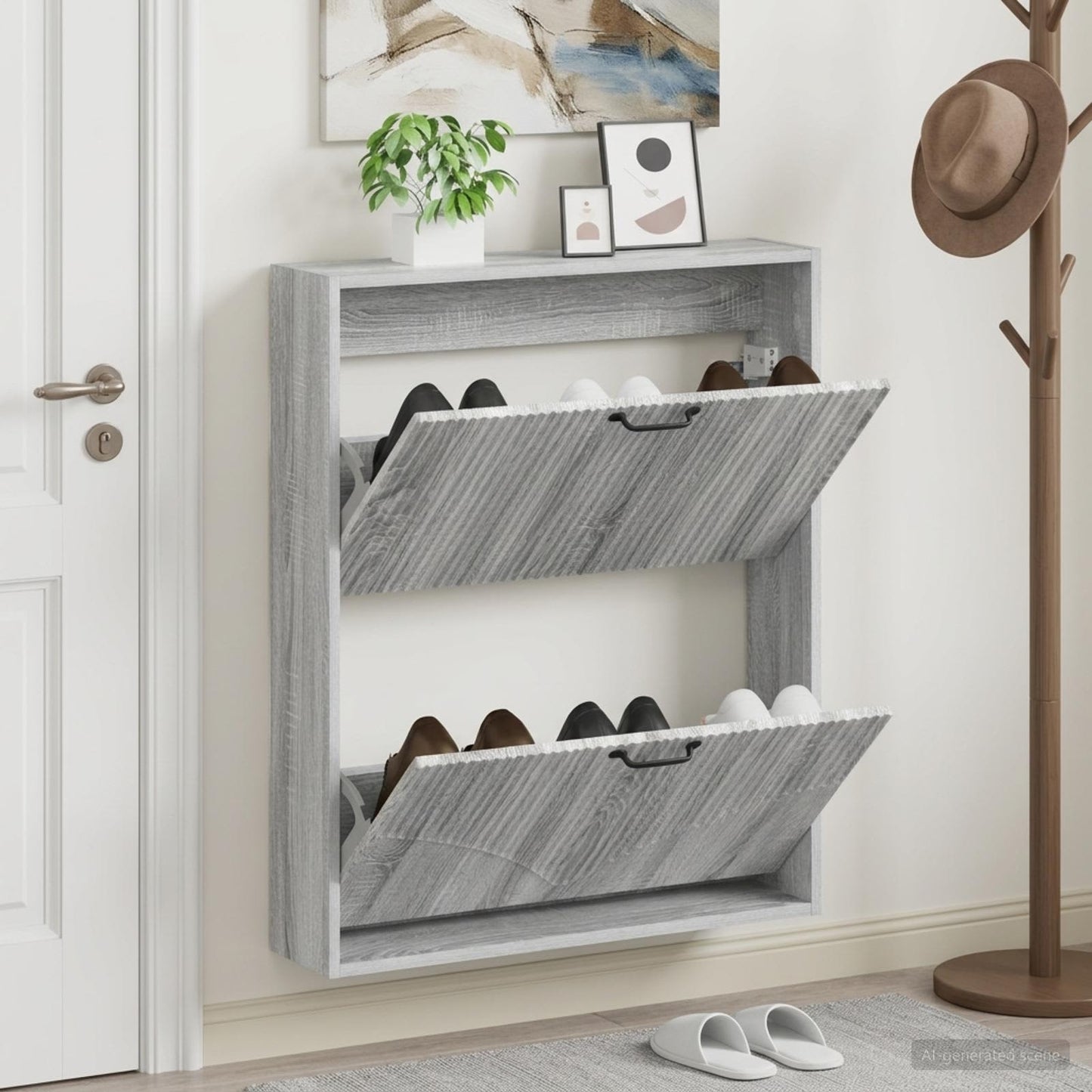 vidaXL Wall-Mounted Shoe Cabinet HOORN 71 x 17 x 86 cm Engineered Wood