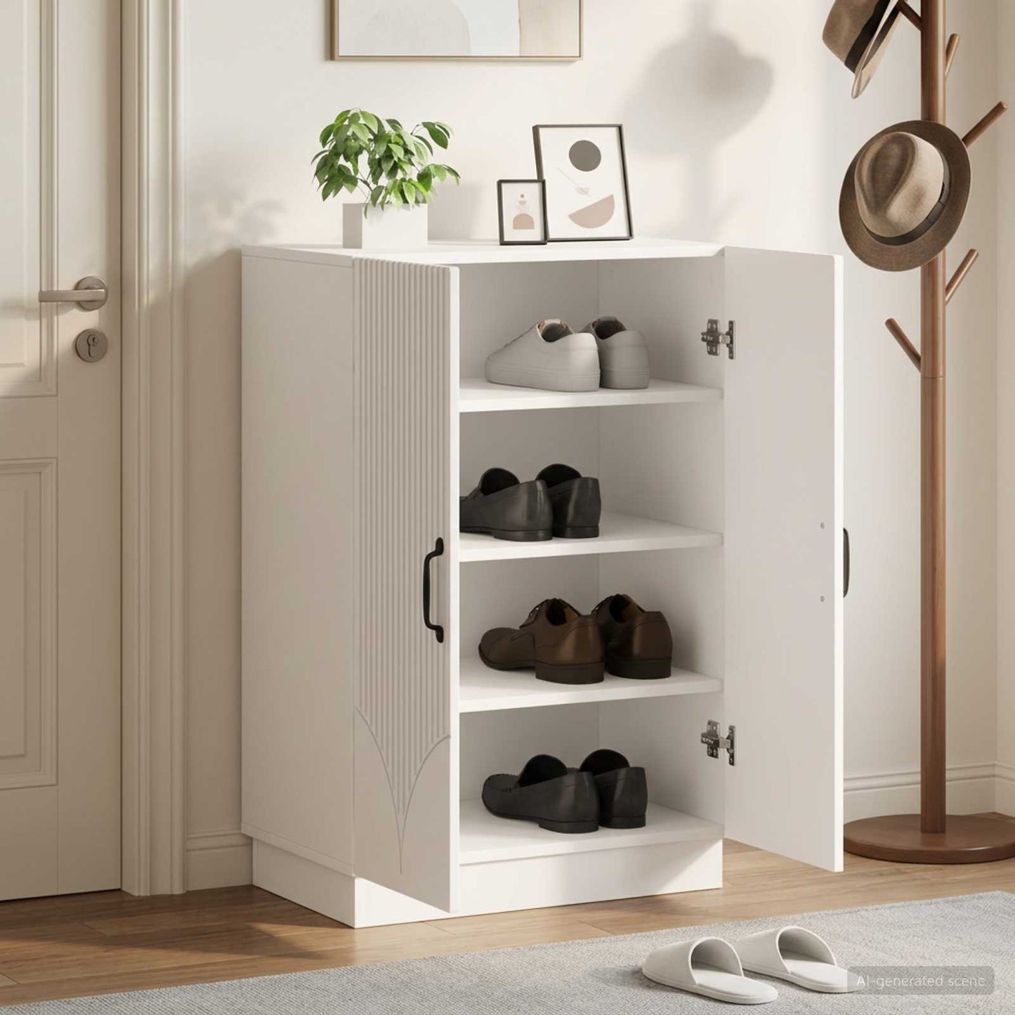 vidaXL Shoe Cabinet HOORN 59.5 x 39.5 x 87 cm Engineered Wood White