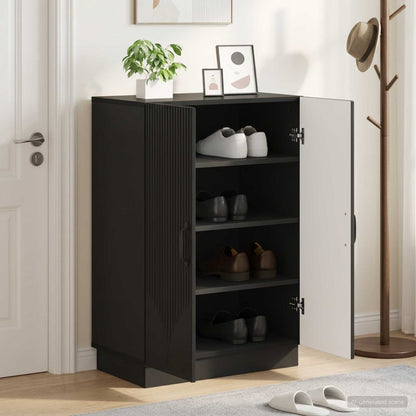 vidaXL Shoe Cabinet HOORN 59.5 x 39.5 x 87 cm Engineered Wood Black