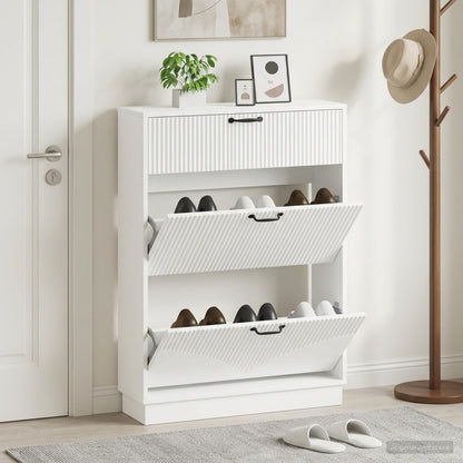 vidaXL Shoe Cabinet HOORN 78 x 24 x 100 cm Engineered Wood White