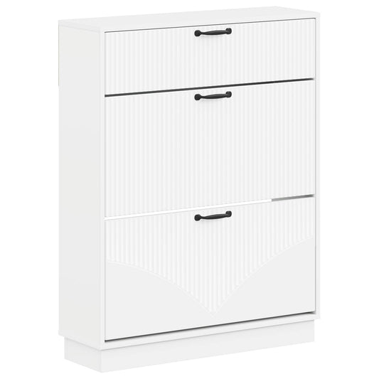 vidaXL Shoe Cabinet HOORN 78 x 24 x 100 cm Engineered Wood White