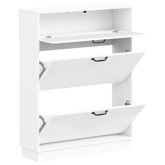 vidaXL Shoe Cabinet HOORN 78 x 24 x 100 cm Engineered Wood White