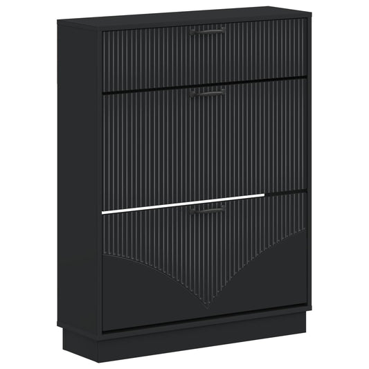 vidaXL Shoe Cabinet HOORN 78 x 24 x 100 cm Engineered Wood Black