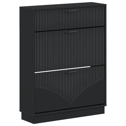 vidaXL Shoe Cabinet HOORN 78 x 24 x 100 cm Engineered Wood Black