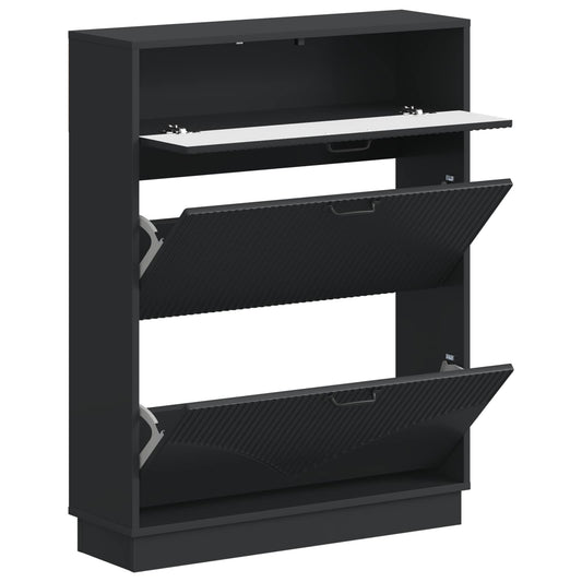 vidaXL Shoe Cabinet HOORN 78 x 24 x 100 cm Engineered Wood Black