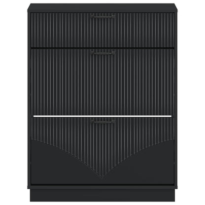 vidaXL Shoe Cabinet HOORN 78 x 24 x 100 cm Engineered Wood Black