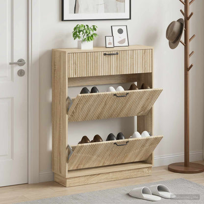 vidaXL Shoe Cabinet HOORN 78 x 24 x 100 cm Engineered Wood Sonoma Oak